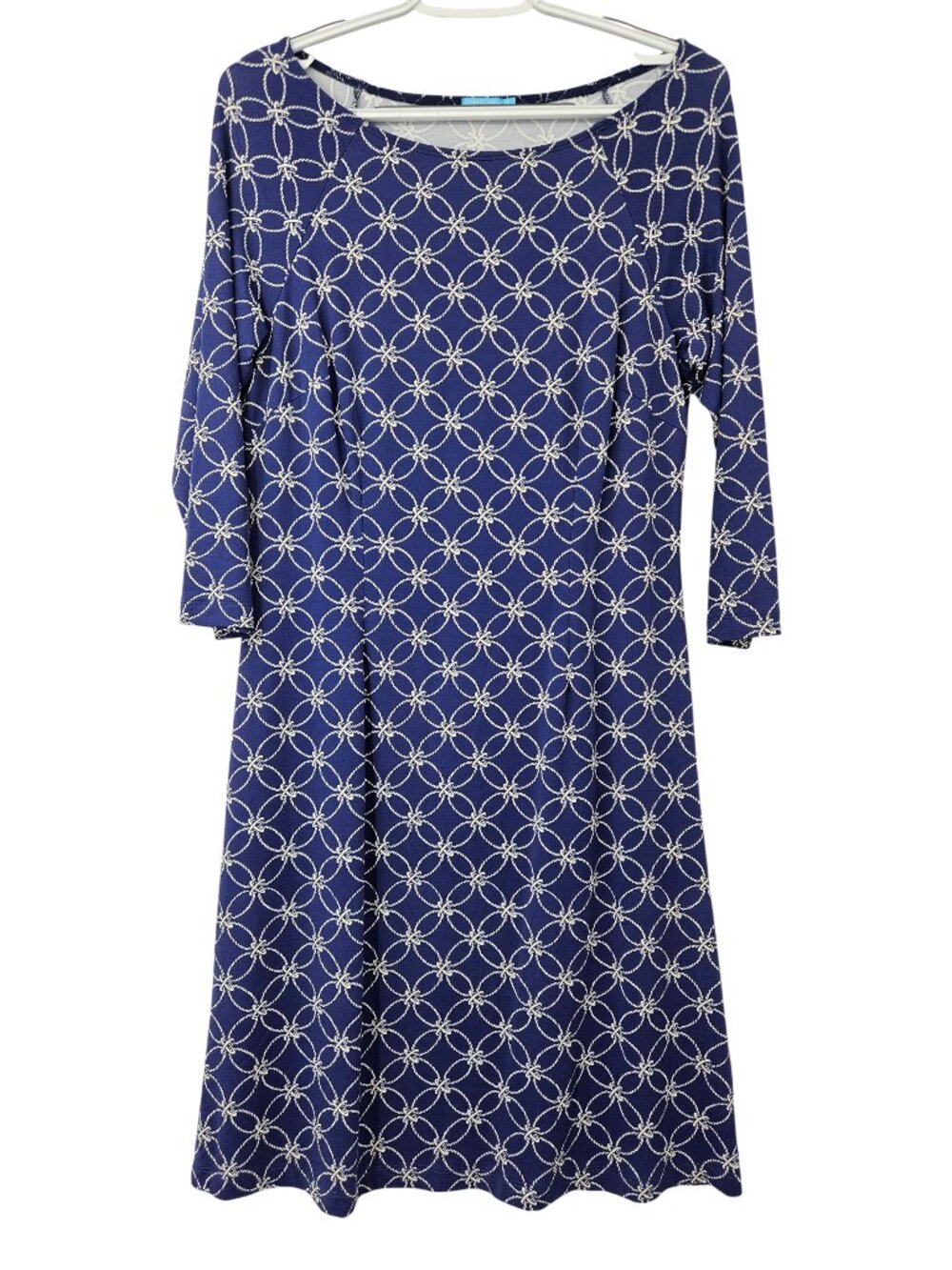 J. McLaughlin Catalina Cloth Geometric Sheath Dress Blue Women's Size S Preppy